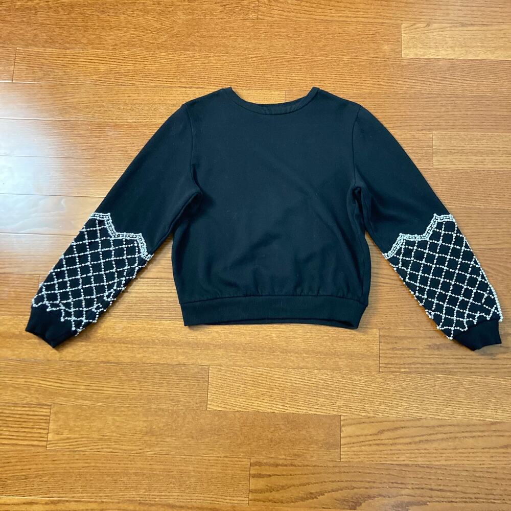 S Express Black Statement Pearl Rhinestone Sweater Top Long Sleeve - Picture 8 of 9